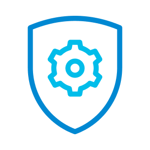 Icono de escudo con engrane en el centro