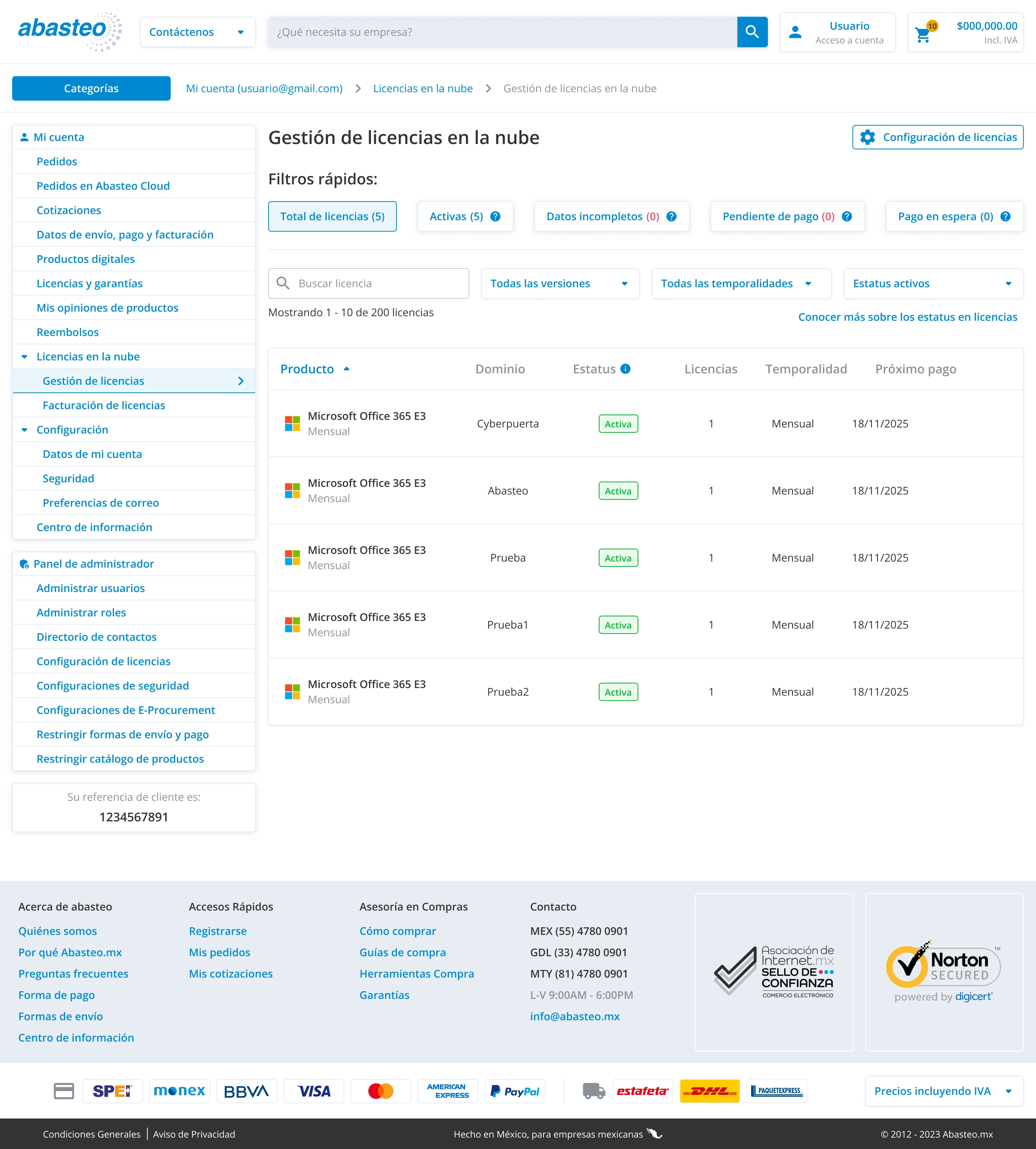 Gestión de licencias